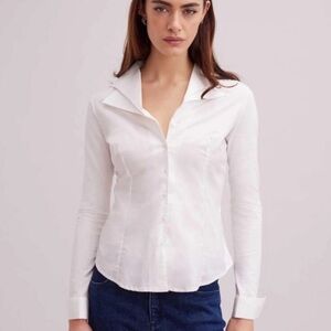 Anne Fontaine Double Collar Christie white Button Down Shirt size 44 (12 US)
